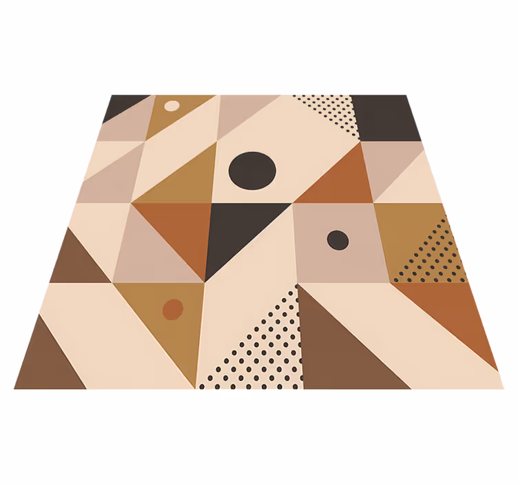 Geometrik pvc halı kahverengi yamanalı - TenStickers