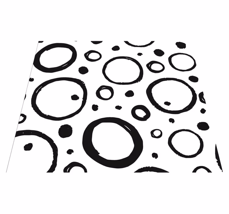 Geometrik pvc halı siyah beyaz dairesel tasarım - TenStickers