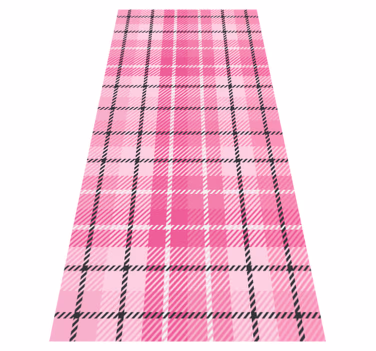 Geometrik pvc halı pembe ve siyah ekose - TenStickers