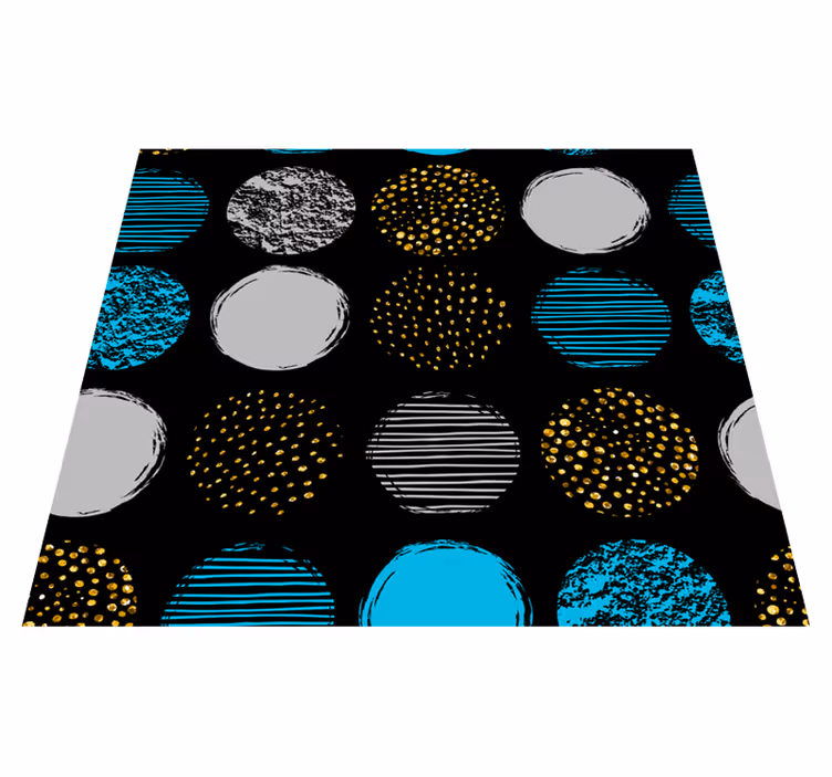 Geometrik pvc halı siyah zemin üzerinde benekli desen - TenStickers