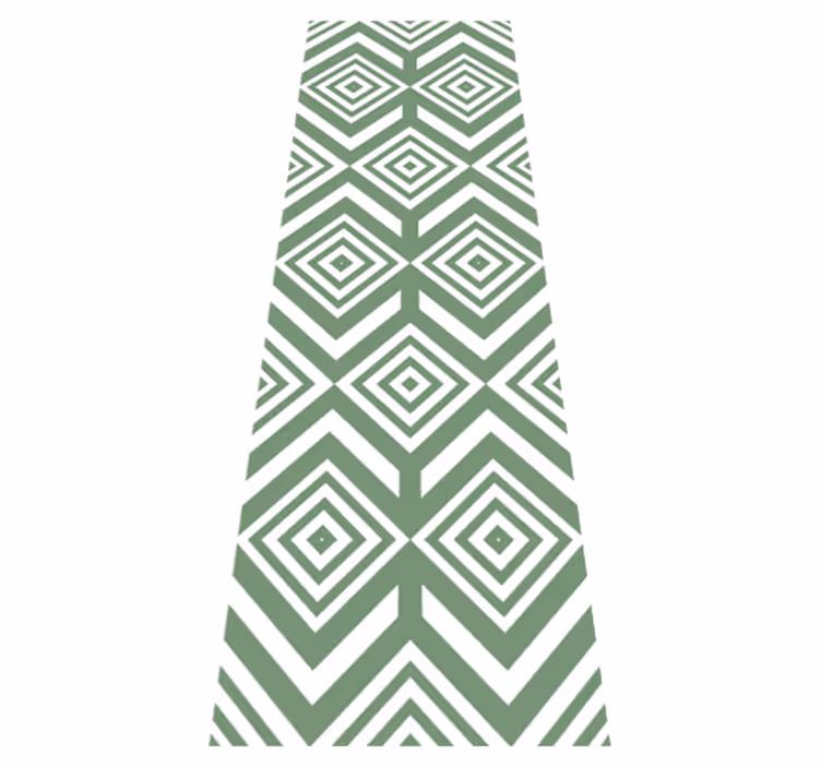 Geometrik pvc halı yeşil romboid desenli - TenStickers