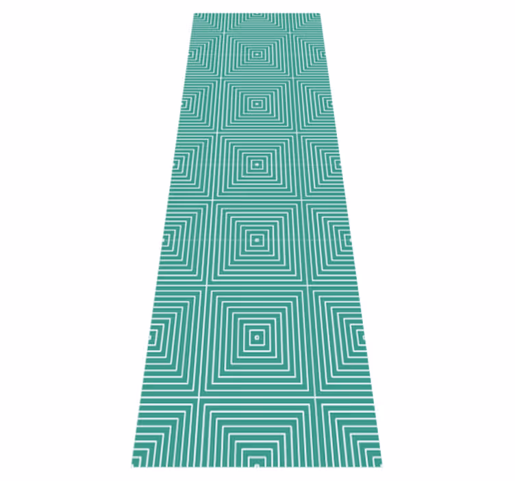 Geometrik pvc halı yeşil kare deseni - TenStickers