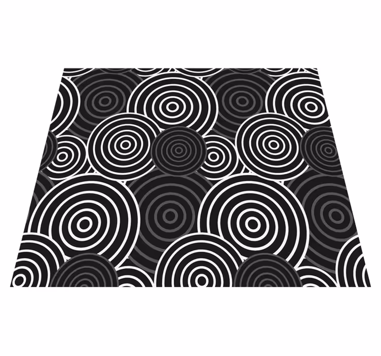 Geometrik pvc halı siyah daireli arka planlı - TenStickers