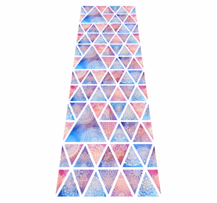 Geometrik pvc halı etnik çiçekli üçgenler - TenStickers