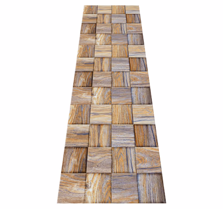 Geometrik pvc halı 80'ler ahşap imitasyon mozaik - TenStickers