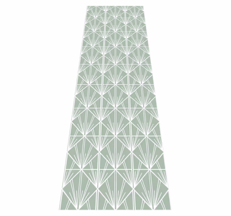Geometrik pvc halı modern sanat yeşil beyaz desen - TenStickers