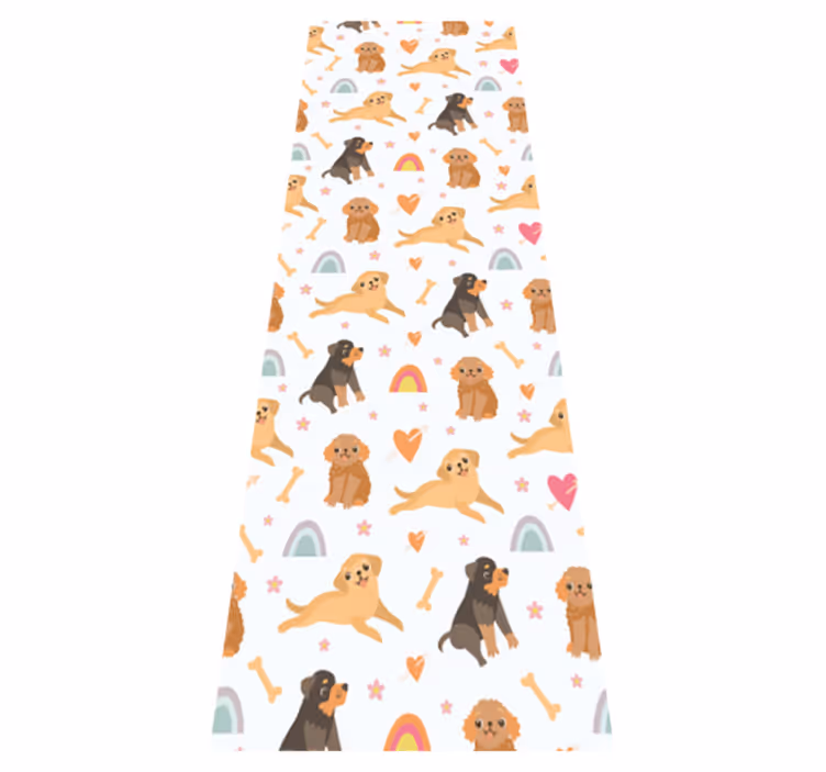 Yatak odası pvc halı sevimli köpek ve gökkuşağı deseni - TenStickers