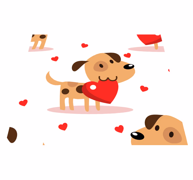Yatak odası pvc halı kırmızı köpekler - TenStickers