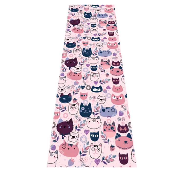Yatak odası pvc halı pembe kedili moda deseni - TenStickers