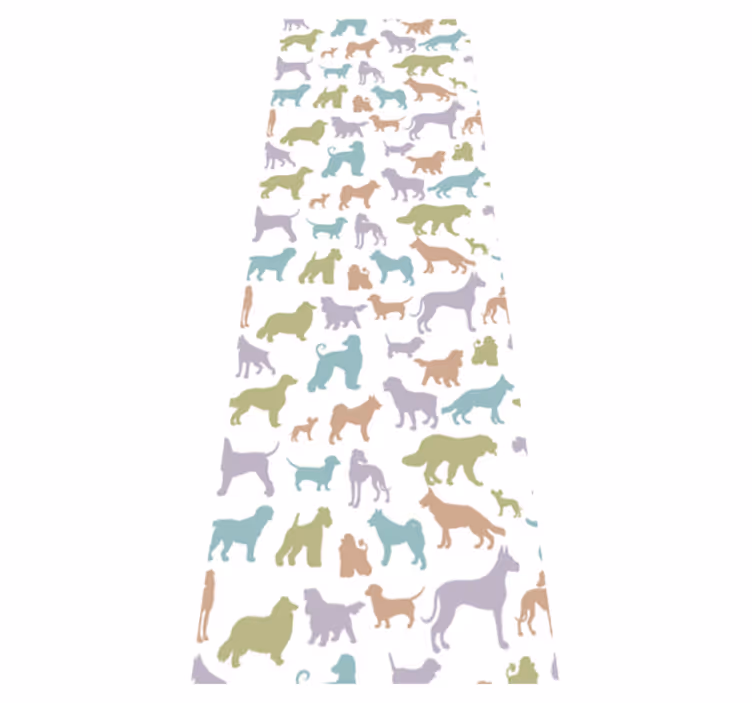 Yatak odası pvc halı köpek siluetleri pastel renkler - TenStickers