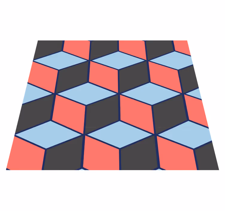 Yatak odası pvc halı geometrik kareler 3d - TenStickers