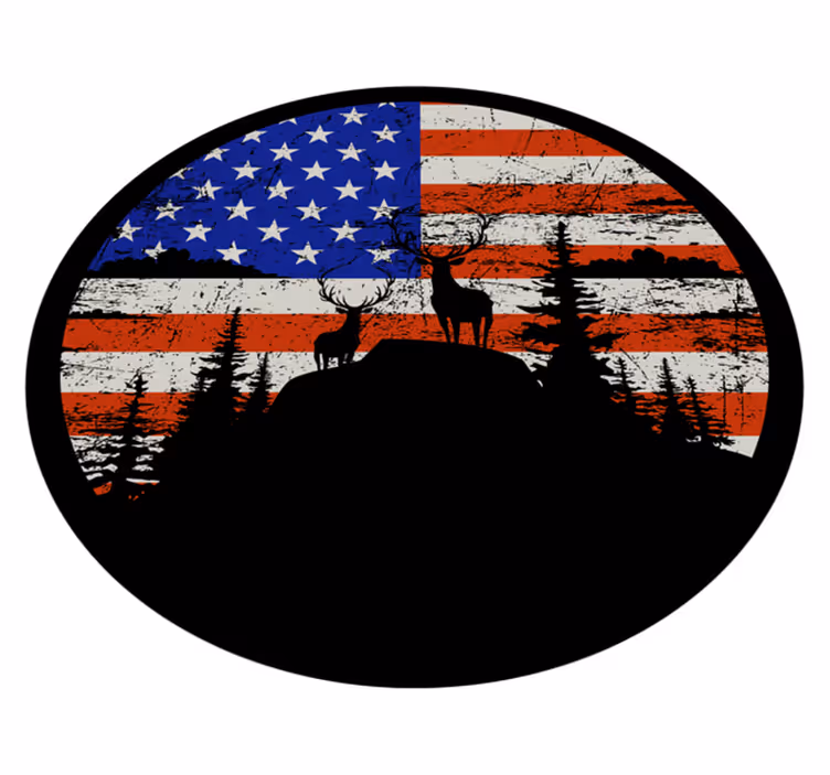 Doğa pvc halı amerikan bayrağı dağ silueti - TenStickers