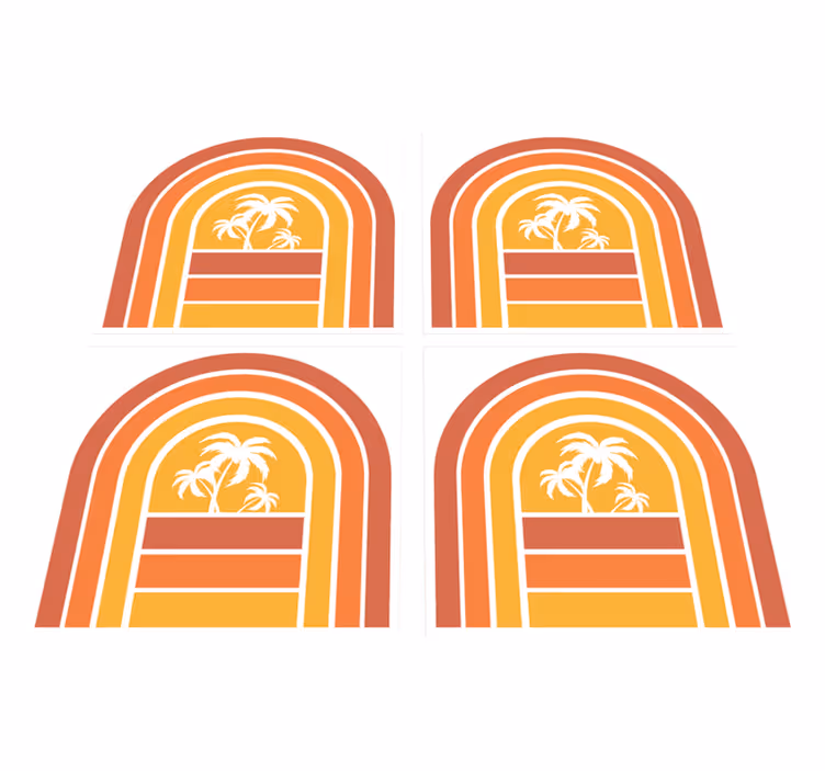 Doğa pvc halı retro günbatımı ve palmiyeler tİlles - TenStickers