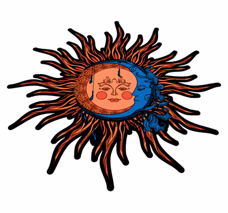 Doğa pvc halı güneş ay deseni - TenStickers