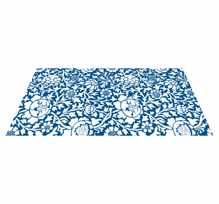 Çiçekler ve bitkiler pvc halı deniz mavisi flora - TenStickers