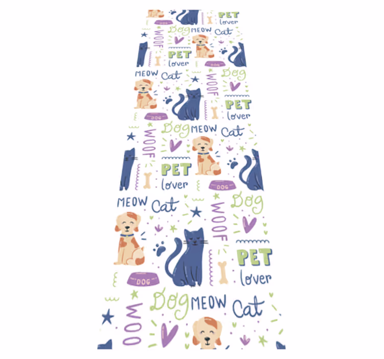 Yatak odası pvc halı - harika renkli köpekli doodle - TenStickers