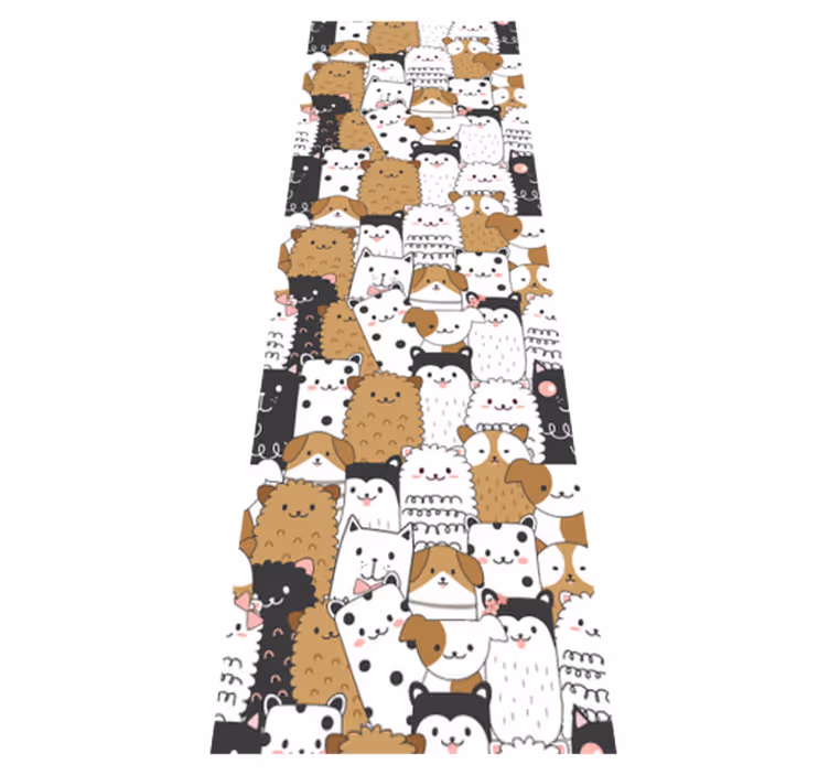 Yatak odası pvc halı sevimli köpekler - TenStickers