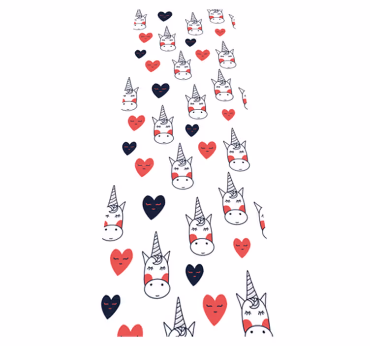 Yatak odası pvc halı kalp desenli unicorn - TenStickers