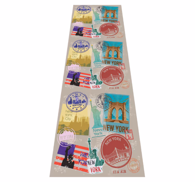 Yatak odası pvc halı eski nyc kolajı - TenStickers