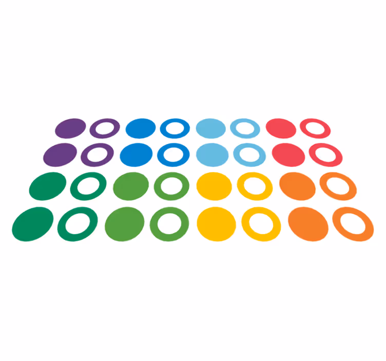 Geometrik pvc halı gökkuşağı renkli daireler - TenStickers