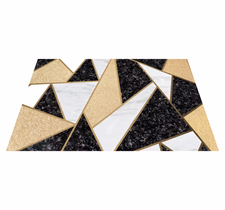 Geometrik pvc halı mermer siyah beyaz karolar - TenStickers
