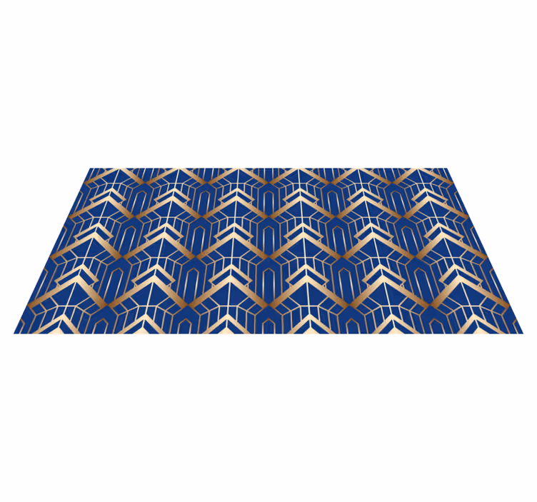Geometrik pvc halı modern sanat mavi ve altın desenli - TenStickers