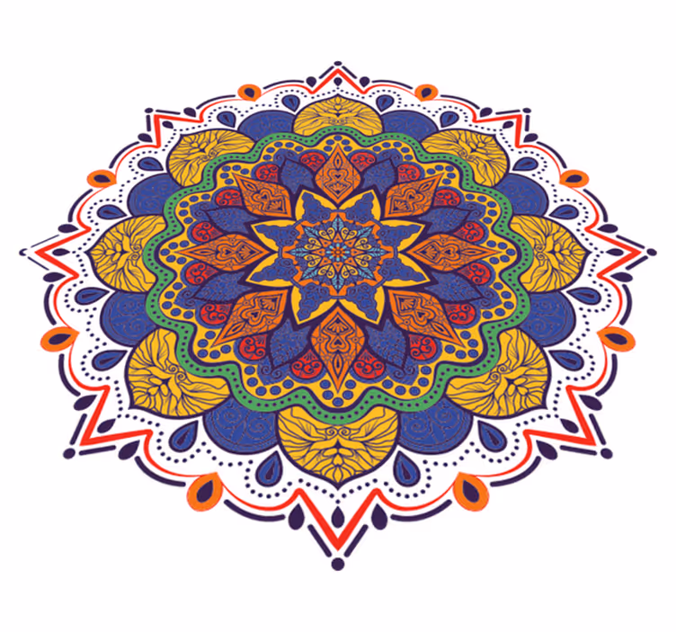 Geometrik pvc halı renkli Çiçek mandala - TenStickers