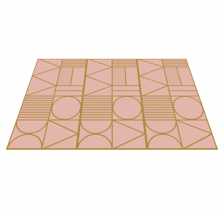 Geometrik pvc halı altın ve pembe bloklar - TenStickers
