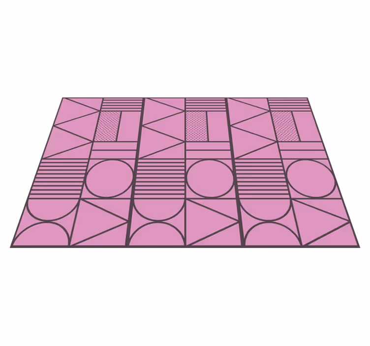 Geometrik pvc halı pembe ve gri renk blokları - TenStickers