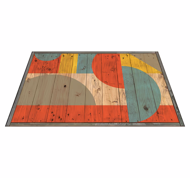 Geometrik pvc halı ahşap ile geometri - TenStickers