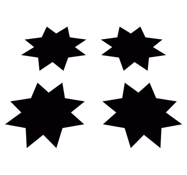 Geometrik pvc halı siyah yıldız Şekilleri - TenStickers