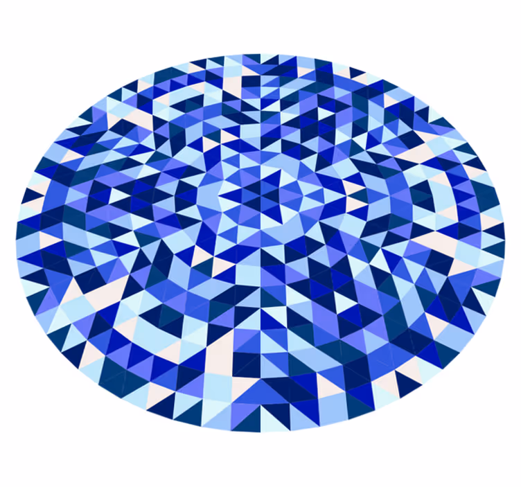 Geometrik pvc halı dairevi mavi desen - TenStickers