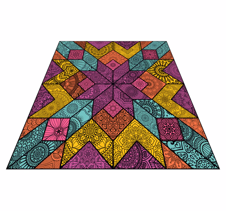 Geometrik pvc halı renkli geometrik unsurlar - TenStickers