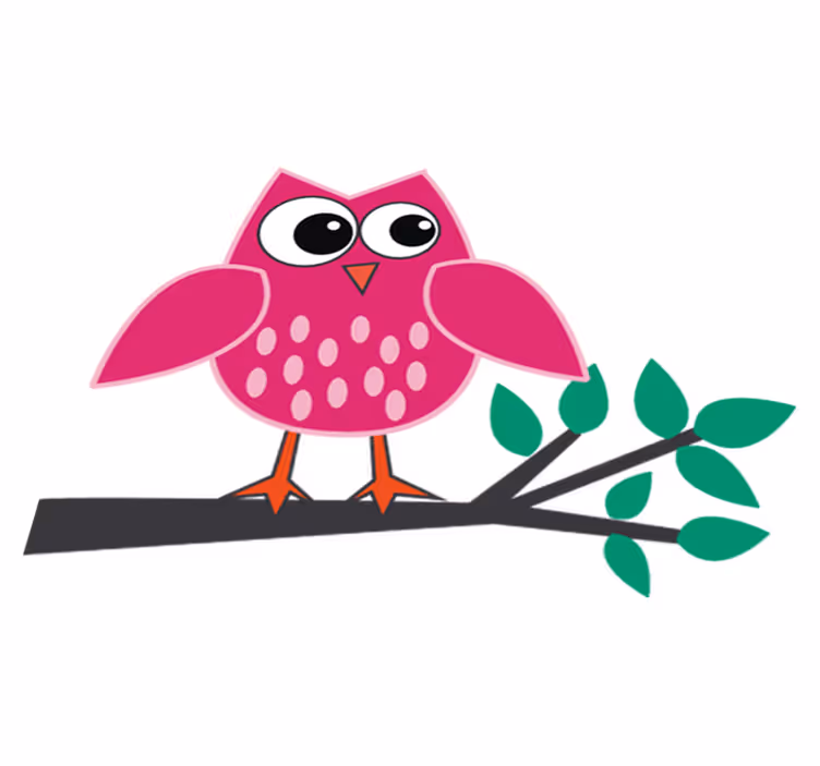 Çocukta pvc halı - dalda pembe baykuş - TenStickers