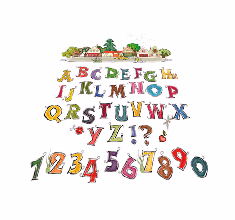 Çocukta pvc halı renkli alfabe ve rakamlar - TenStickers