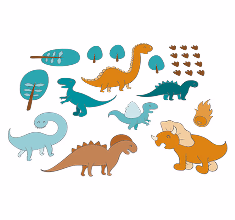 Çocukta pvc halı dinozor manzaralı sticker - TenStickers