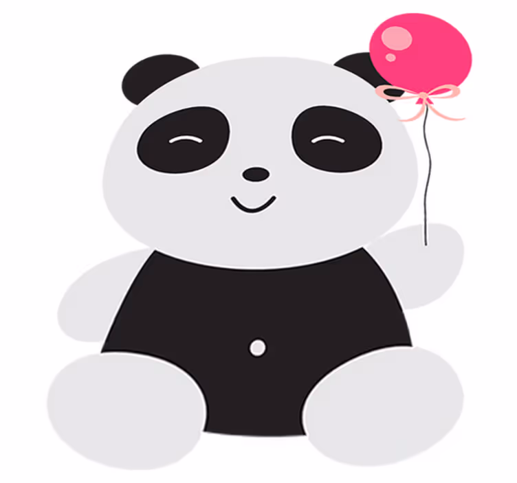 Çocukta pvc halı pembe balonlu panda ayı - TenStickers