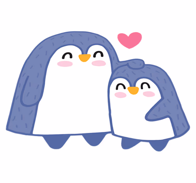 Çocukta pvc halı - anne ve bebek penguen - TenStickers