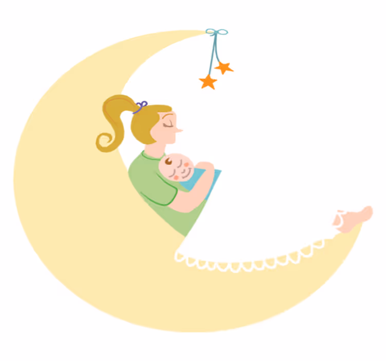 Çocukta pvc halı ay'daki anne ve bebek - TenStickers