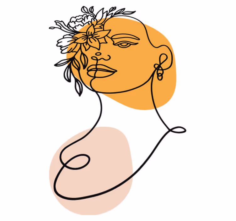 Yatak odası pvc halı kadın minimalist portresi - TenStickers