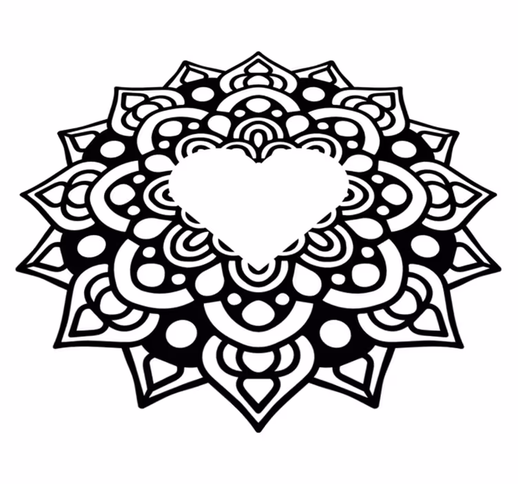 Yatak odası pvc halı kalp çerçeveli mandala - TenStickers