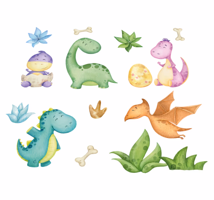 Yatak odası pvc halı nordic dinozor desenli - TenStickers