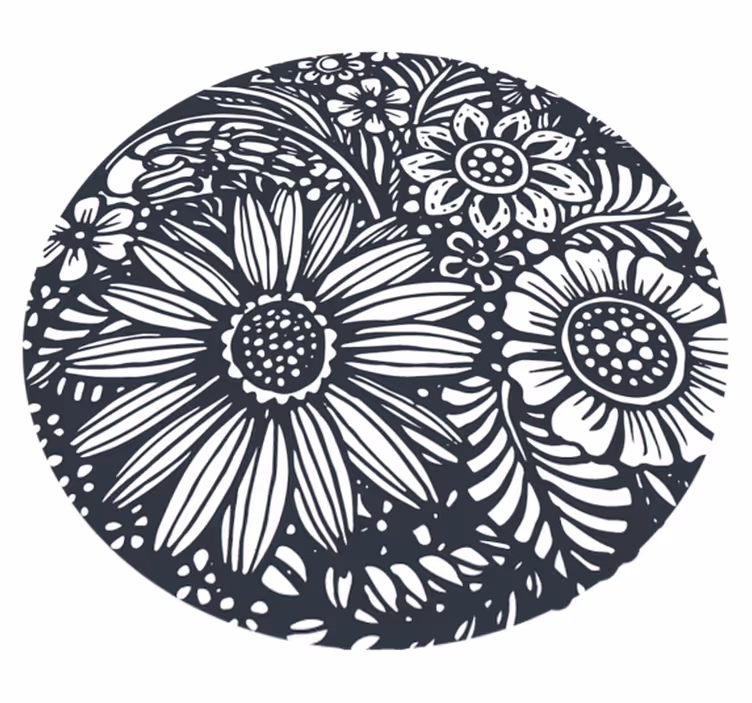 Yatak odası pvc halı yuvarlak çiçek deseni - TenStickers