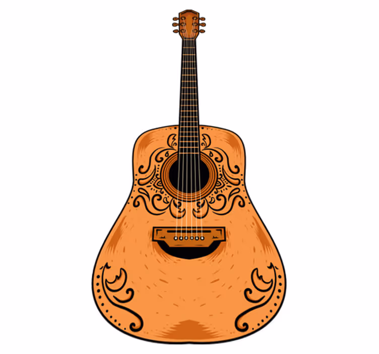 Yatak odası pvc halı turuncu gitar - TenStickers