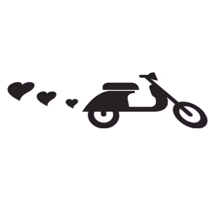 Yatak odası pvc halı motosiklet ve kalpler - TenStickers