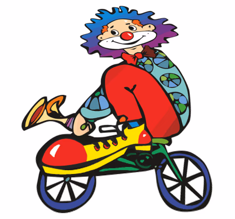 Çocukta pvc halı bisikletli palyaço - TenStickers