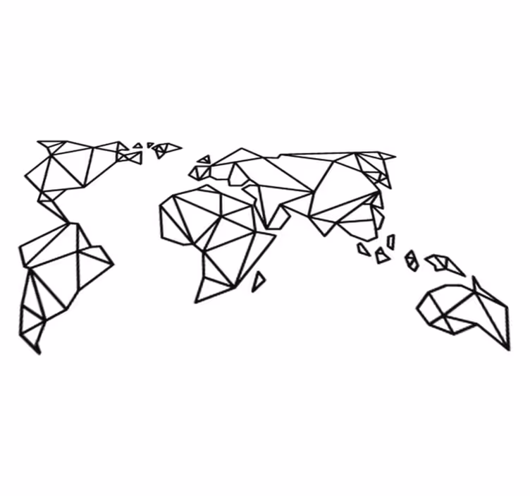 Dünya haritası pvc halı origami tarzı dekoratif - TenStickers