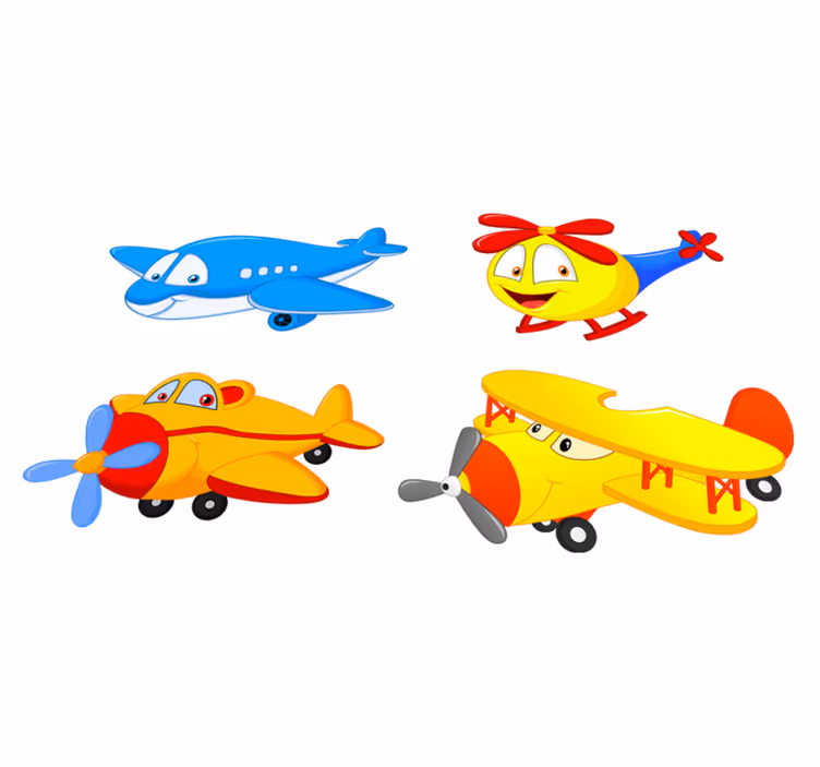 Çocukta pvc halı yüzlü uçaklar ve helikopterler - TenStickers