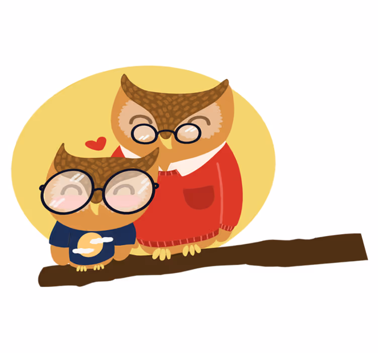 çocukta pvc halı baba ve oğul baykuş - TenStickers