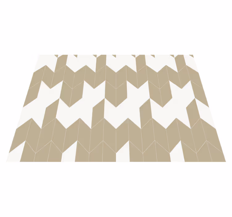 Banyo pvc halı beyaz ve bej geometrik desenli - TenStickers